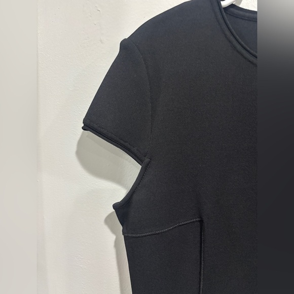 St. John Collection Luxe Sculpture Knit Cap Sleeve Dress-Caviar Size 12 - Picture 6 of 10